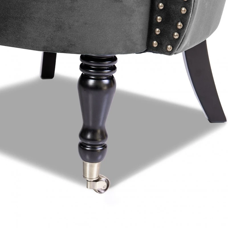 Фотьойл Честърфийлд Людовик, тъмно сиво кадифе